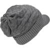 imageCC Beanie Fuzzy Fleece Lining Warm Oversized Chunky Soft Stretchy Ribbed Slouchy Knit Hat with Visor BrimLight Melange Grey