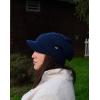 imageCC Beanie Fuzzy Fleece Lining Warm Oversized Chunky Soft Stretchy Ribbed Slouchy Knit Hat with Visor BrimNavy Blue