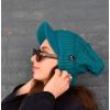 imageCC Beanie Fuzzy Fleece Lining Warm Oversized Chunky Soft Stretchy Ribbed Slouchy Knit Hat with Visor BrimTeal Blue