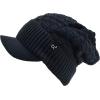 imageCC Beanie Fuzzy Fleece Lining Warm Oversized Chunky Soft Stretchy Ribbed Slouchy Knit Hat with Visor BrimTeal Grey