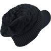 imageCC Beanie Fuzzy Fleece Lining Warm Oversized Chunky Soft Stretchy Ribbed Slouchy Knit Hat with Visor BrimTeal Grey