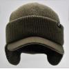 imageCC Beanie Strechy Snug Fit Soft Knit Hat with Visor Brim ampamp Ear Warmer FlapsArmy Green