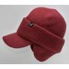 imageCC Beanie Strechy Snug Fit Soft Knit Hat with Visor Brim ampamp Ear Warmer FlapsDeep Cherry Red