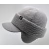 imageCC Beanie Strechy Snug Fit Soft Knit Hat with Visor Brim ampamp Ear Warmer FlapsHeather Grey