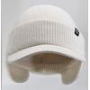 imageCC Beanie Strechy Snug Fit Soft Knit Hat with Visor Brim ampamp Ear Warmer FlapsIvory  Off White