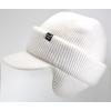 imageCC Beanie Strechy Snug Fit Soft Knit Hat with Visor Brim ampamp Ear Warmer FlapsIvory  Off White