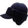 imageCC Beanie Strechy Snug Fit Soft Knit Hat with Visor Brim ampamp Ear Warmer FlapsNavy Blue
