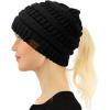 imageCC Beanie for Women Winter Hats Ponytail Hole Criss Cross Hat Messy Bun High Ponytail Knit CapBlack