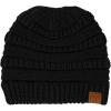 imageCC Beanie for Women Winter Hats Ponytail Hole Criss Cross Hat Messy Bun High Ponytail Knit CapBlack