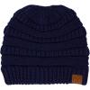 imageCC Beanie for Women Winter Hats Ponytail Hole Criss Cross Hat Messy Bun High Ponytail Knit CapNavy