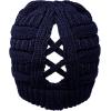 imageCC Beanie for Women Winter Hats Ponytail Hole Criss Cross Hat Messy Bun High Ponytail Knit CapNavy