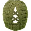 imageCC Beanie for Women Winter Hats Ponytail Hole Criss Cross Hat Messy Bun High Ponytail Knit CapOlive Green