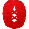 imageCC Beanie for Women Winter Hats Ponytail Hole Criss Cross Hat Messy Bun High Ponytail Knit CapRed