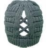 imageCC Beanie for Women Winter Hats Ponytail Hole Criss Cross Hat Messy Bun High Ponytail Knit CapSteel Blue