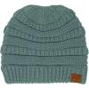 imageCC Beanie for Women Winter Hats Ponytail Hole Criss Cross Hat Messy Bun High Ponytail Knit CapSteel Blue