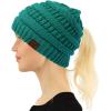 imageCC Beanie for Women Winter Hats Ponytail Hole Criss Cross Hat Messy Bun High Ponytail Knit CapTeal
