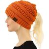 imageCC Beanie for Women Winter Hats Ponytail Hole Criss Cross Hat Messy Bun High Ponytail Knit CapToffee