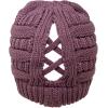 imageCC Beanie for Women Winter Hats Ponytail Hole Criss Cross Hat Messy Bun High Ponytail Knit CapViolet