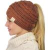 imageCC BeanieTail Cotton Blend All Season Daily Messy High Bun Ponytail Beanie HatConfetti Rust