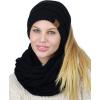 imageCC BeanieTail Messy High Bun Cable Knit Beanie and Infinity Loop Scarf SetBlack