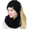 imageCC BeanieTail Messy High Bun Cable Knit Beanie and Infinity Loop Scarf SetBlack