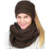 imageCC BeanieTail Messy High Bun Cable Knit Beanie and Infinity Loop Scarf SetBrown Metallic