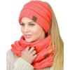 imageCC BeanieTail Messy High Bun Cable Knit Beanie and Infinity Loop Scarf SetCoral