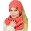 imageCC BeanieTail Messy High Bun Cable Knit Beanie and Infinity Loop Scarf SetCoral