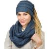 imageCC BeanieTail Messy High Bun Cable Knit Beanie and Infinity Loop Scarf SetDark Denim