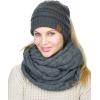 imageCC BeanieTail Messy High Bun Cable Knit Beanie and Infinity Loop Scarf SetDark Melange Gray