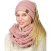 imageCC BeanieTail Messy High Bun Cable Knit Beanie and Infinity Loop Scarf SetIndi Pink