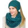 imageCC BeanieTail Messy High Bun Cable Knit Beanie and Infinity Loop Scarf SetTeal