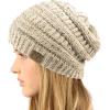 imageCC Classic Winter Fall Trendy Chunky Stretchy Cable Knit Beanie HatConfetti Oatmeal