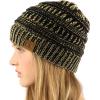 imageCC Classic Winter Fall Trendy Chunky Stretchy Cable Knit Beanie HatMetallic BlackGold
