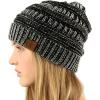 imageCC Classic Winter Fall Trendy Chunky Stretchy Cable Knit Beanie HatMetallic BlackSilver
