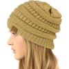 imageCC Classic Winter Fall Trendy Chunky Stretchy Cable Knit Beanie HatMetallic Gold
