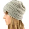 imageCC Classic Winter Fall Trendy Chunky Stretchy Cable Knit Beanie HatMetallic IvorySilver