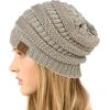 imageCC Classic Winter Fall Trendy Chunky Stretchy Cable Knit Beanie HatMetallic Silver