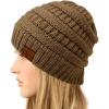 imageCC Classic Winter Fall Trendy Chunky Stretchy Cable Knit Beanie HatSnuggly Soft Taupe Mix