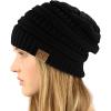 imageCC Classic Winter Fall Trendy Chunky Stretchy Cable Knit Beanie HatSolid Black
