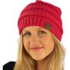 imageCC Classic Winter Fall Trendy Chunky Stretchy Cable Knit Beanie HatSolid Hot Pink