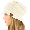 imageCC Classic Winter Fall Trendy Chunky Stretchy Cable Knit Beanie HatSolid Ivory