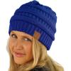 imageCC Classic Winter Fall Trendy Chunky Stretchy Cable Knit Beanie HatSolid Royal Blue