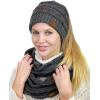 imageCC Colorful Confetti BeanieTail Messy High Bun Cable Knit Beanie and Infinity Loop Scarf SetDark Melange Gray