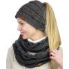 imageCC Colorful Confetti BeanieTail Messy High Bun Cable Knit Beanie and Infinity Loop Scarf SetDark Melange Gray