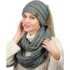 imageCC Colorful Confetti BeanieTail Messy High Bun Cable Knit Beanie and Infinity Loop Scarf SetNatural Gray