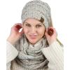 imageCC Colorful Confetti BeanieTail Messy High Bun Cable Knit Beanie and Infinity Loop Scarf SetOatmeal