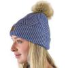 imageCC Diagonal Criss Cross Pattern Suede Patch Snuggly Soft Pom Cuff BeanieDenim Mix
