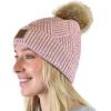 imageCC Diagonal Criss Cross Pattern Suede Patch Snuggly Soft Pom Cuff BeanieRose Mix