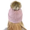 imageCC Diagonal Criss Cross Pattern Suede Patch Snuggly Soft Pom Cuff BeanieRose Mix